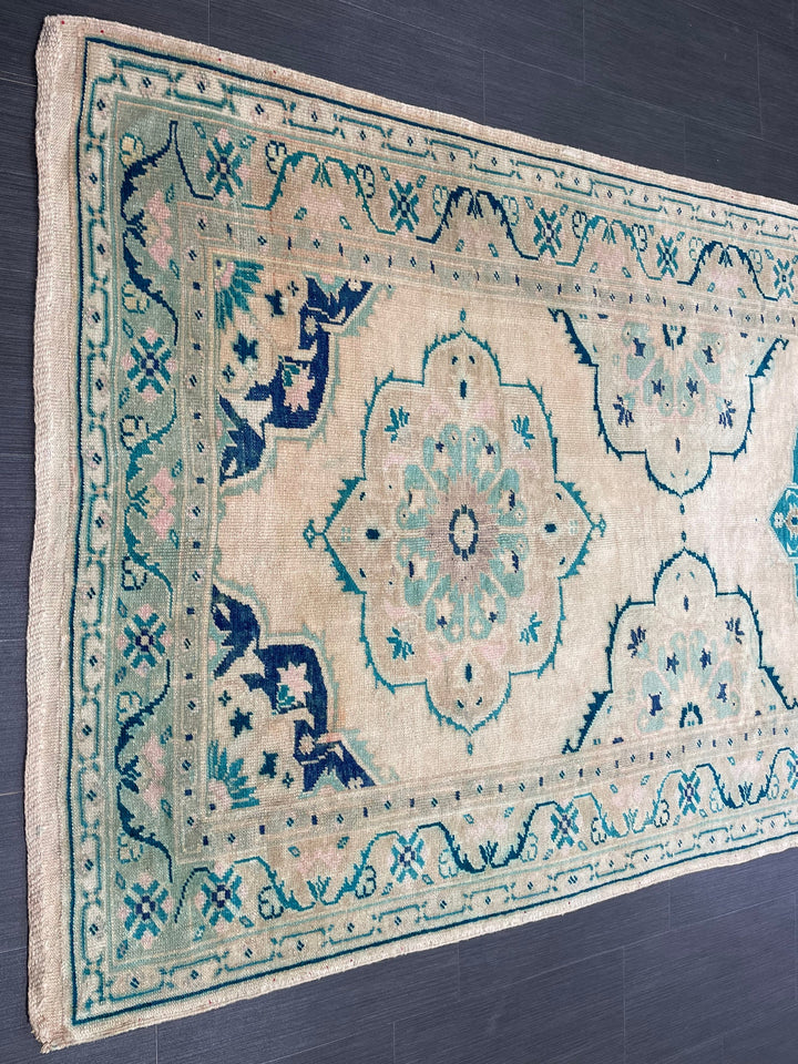 Rust Turkish Runner Rug 4' 8" x 11' 9" Hand-Knotted texture