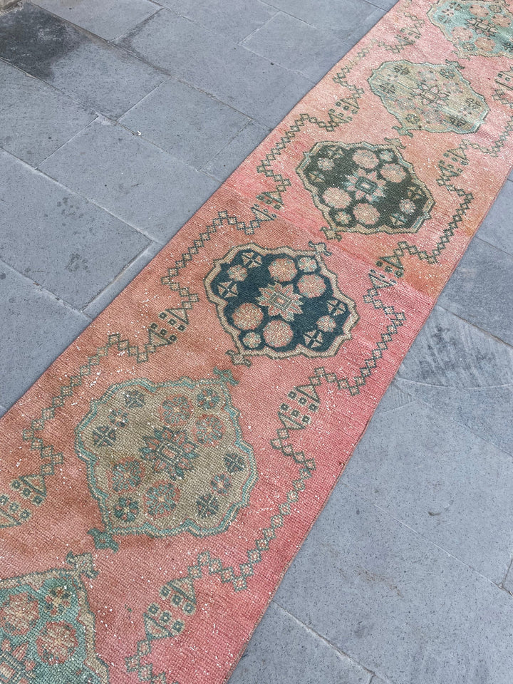 Beige Turkish Runner Rug 2' 6" x 18' 10" Hand-Knotted texture
