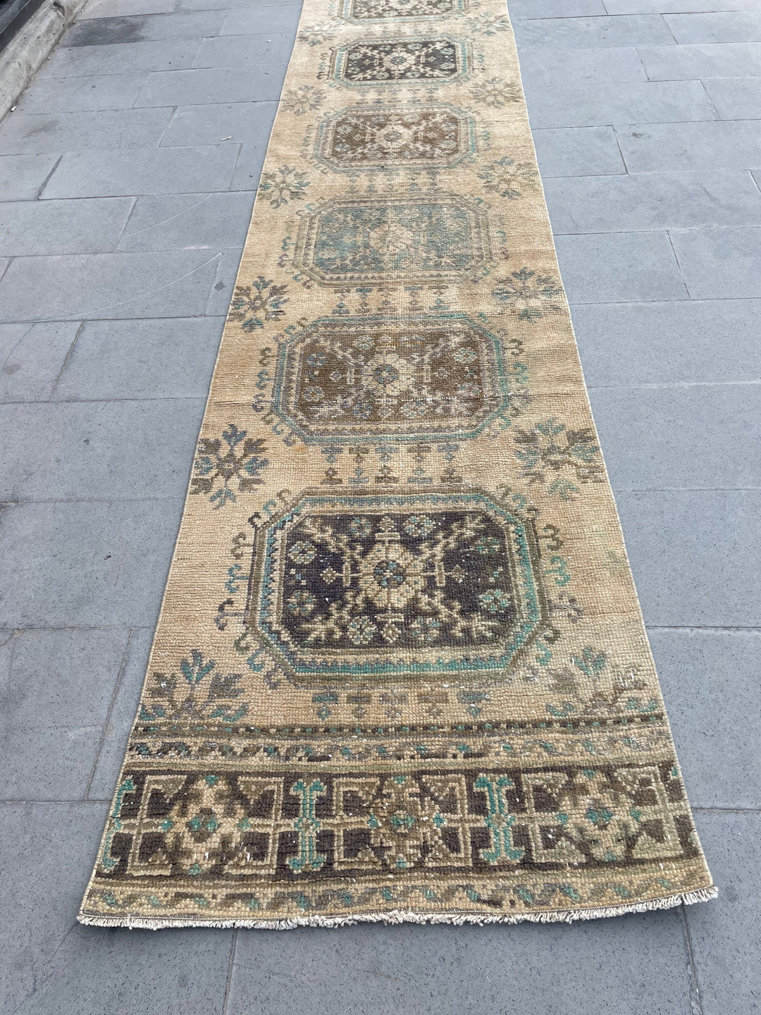 Beige Turkish Runner Rug 2' 9" x 20' 9" Hand-Knotted view