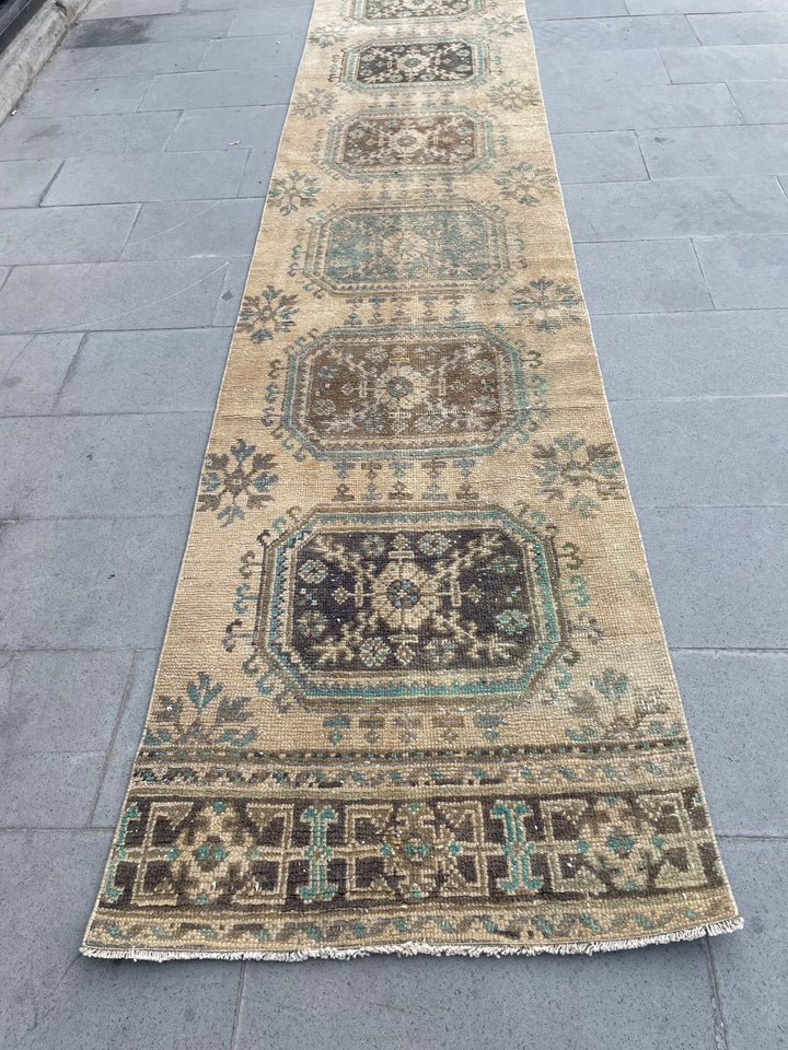 Beige Turkish Runner Rug 2' 9" x 20' 9" Hand-Knotted view