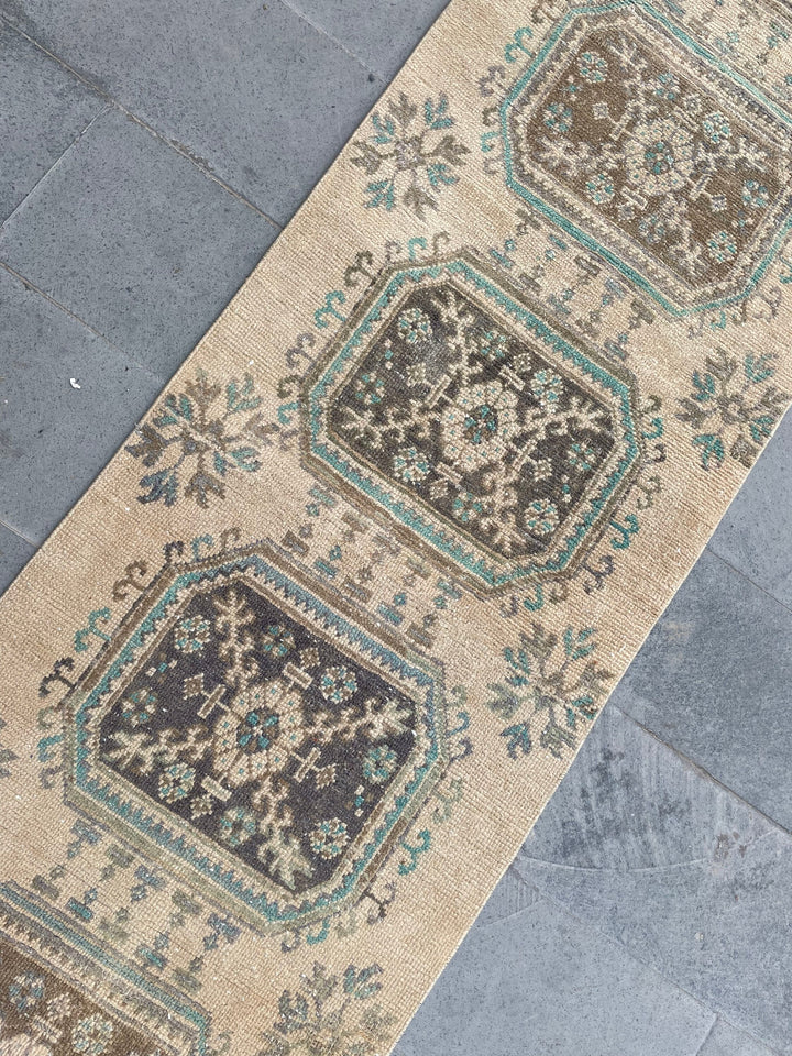 Beige Turkish Runner Rug 2' 9" x 20' 9" Hand-Knotted field