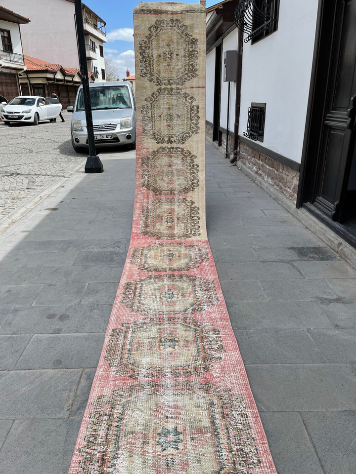 Beige Turkish Runner Rug 2' 6" x 18' 7" Hand-Knotted view