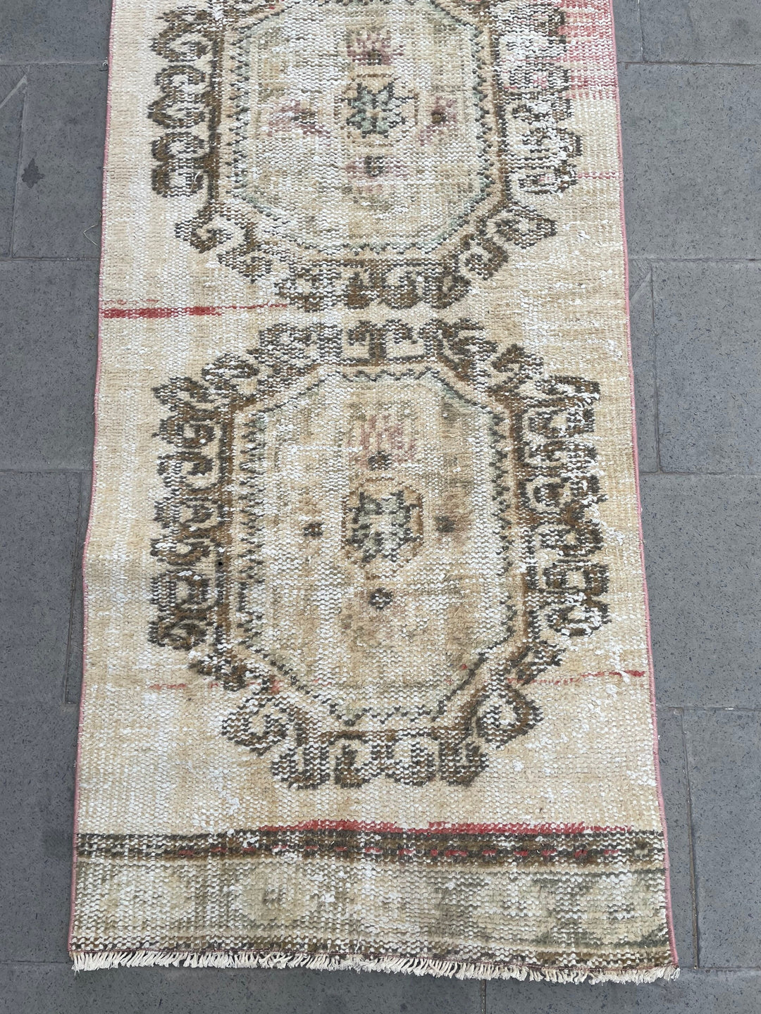 Beige Turkish Runner Rug 2' 6" x 18' 7" Hand-Knotted pattern