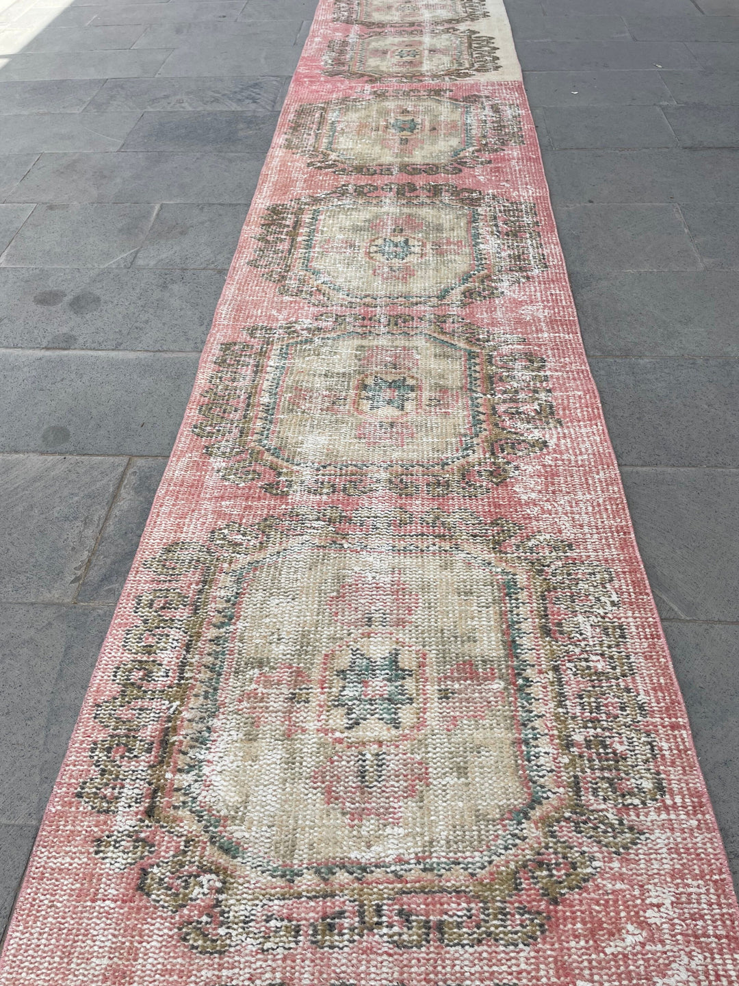 Beige Turkish Runner Rug 2' 6" x 18' 7" Hand-Knotted border