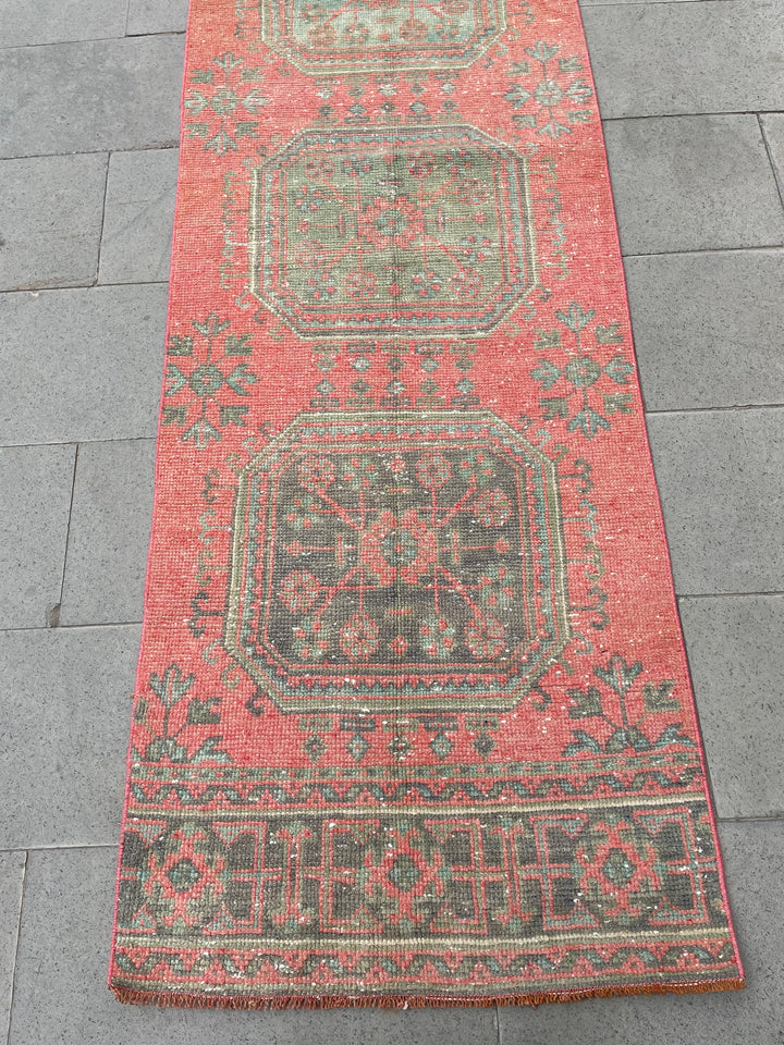Beige Turkish Runner Rug 2' 6" x 19' 1" Hand-Knotted texture