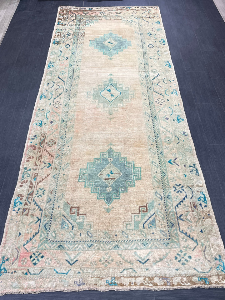 Beige Turkish Runner Rug 4' 8" x 11' 6" Hand-Knotted view 9