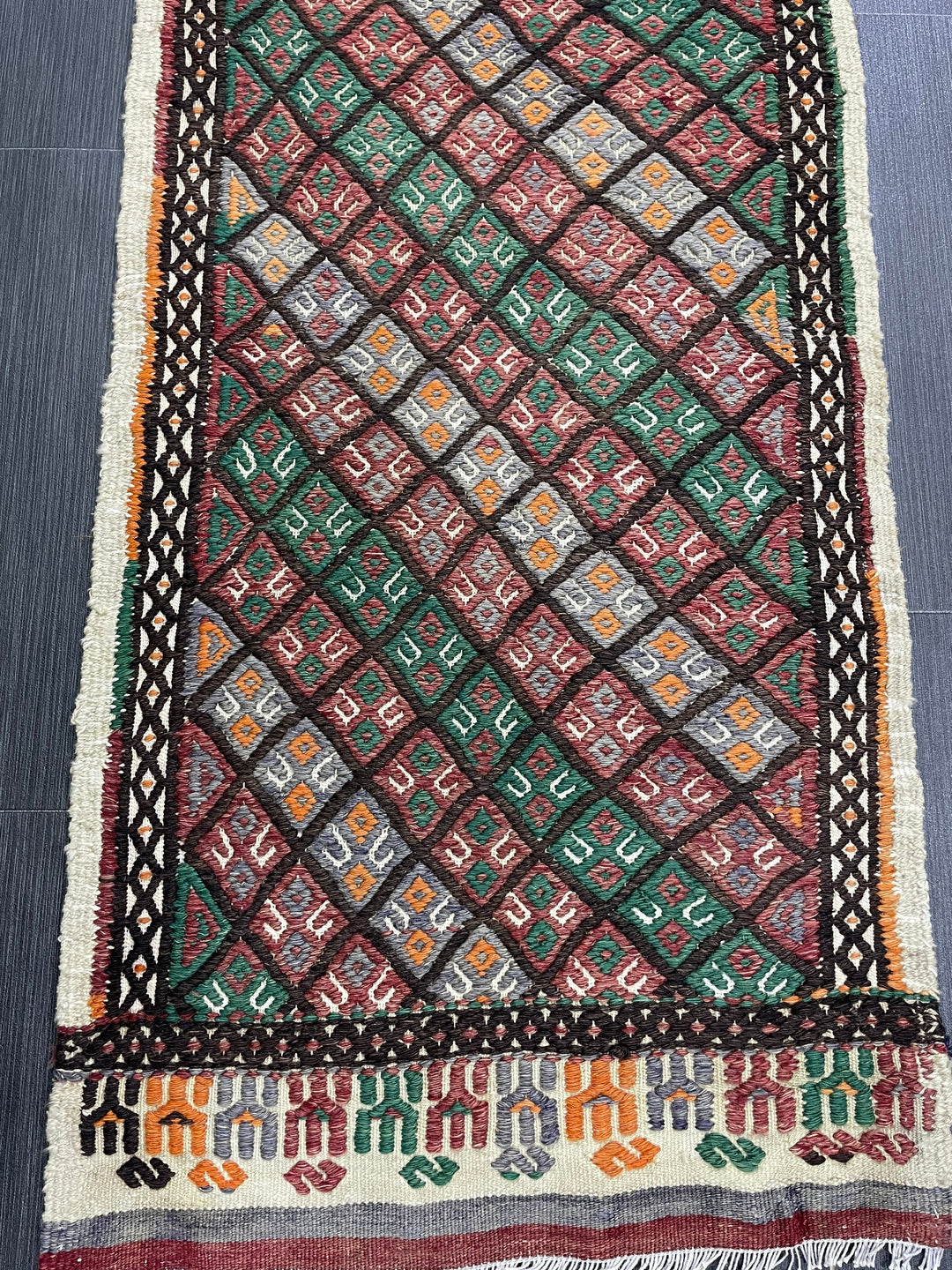 Turkish Runner Rug 1' 10" x 8' 1" Hand-Knotted field