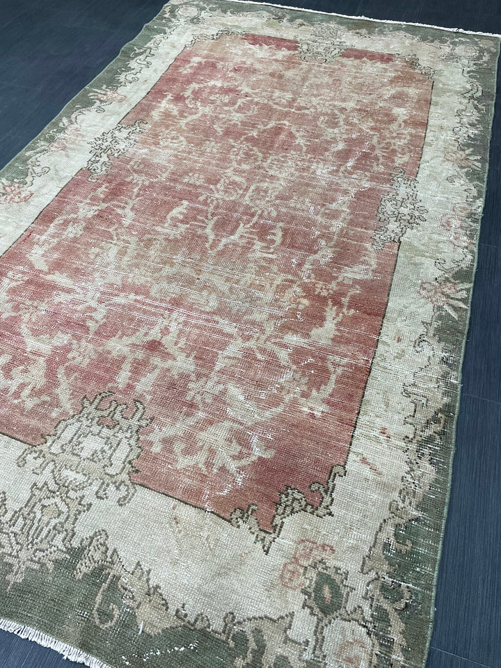 Turkish Oushak Rug 4' 8" x 8' 2" Hand-Knotted close-up