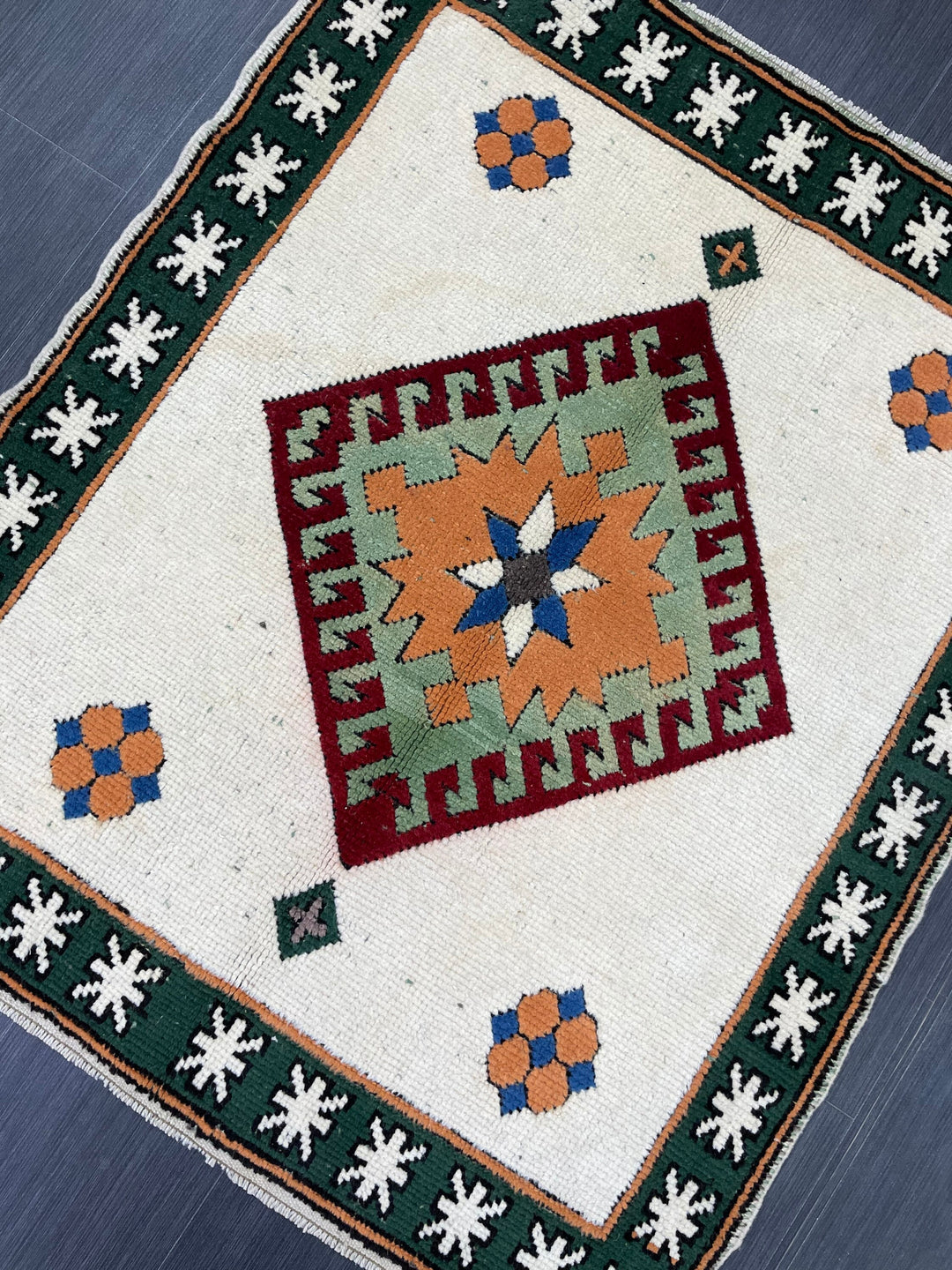 Rust Turkish Oushak Rug 3' 6" x 4' 3" Hand-Knotted pattern