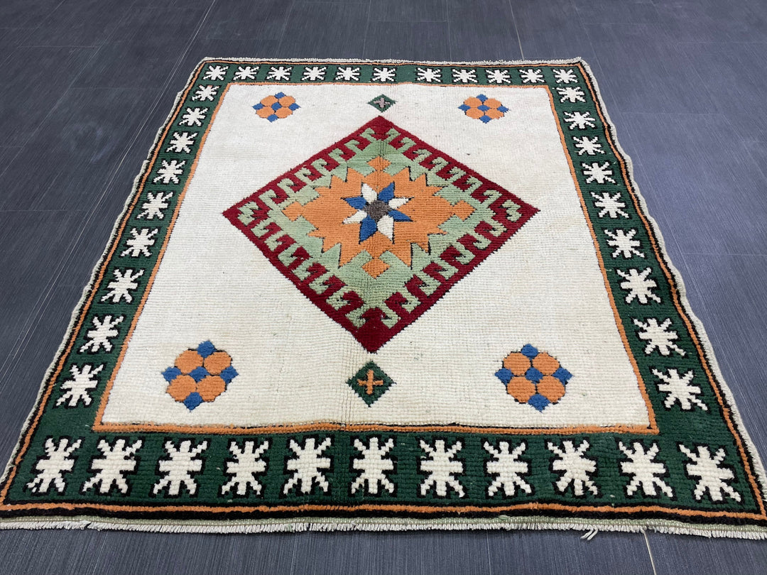 Rust Turkish Oushak Rug 3' 6" x 4' 3" Hand-Knotted texture