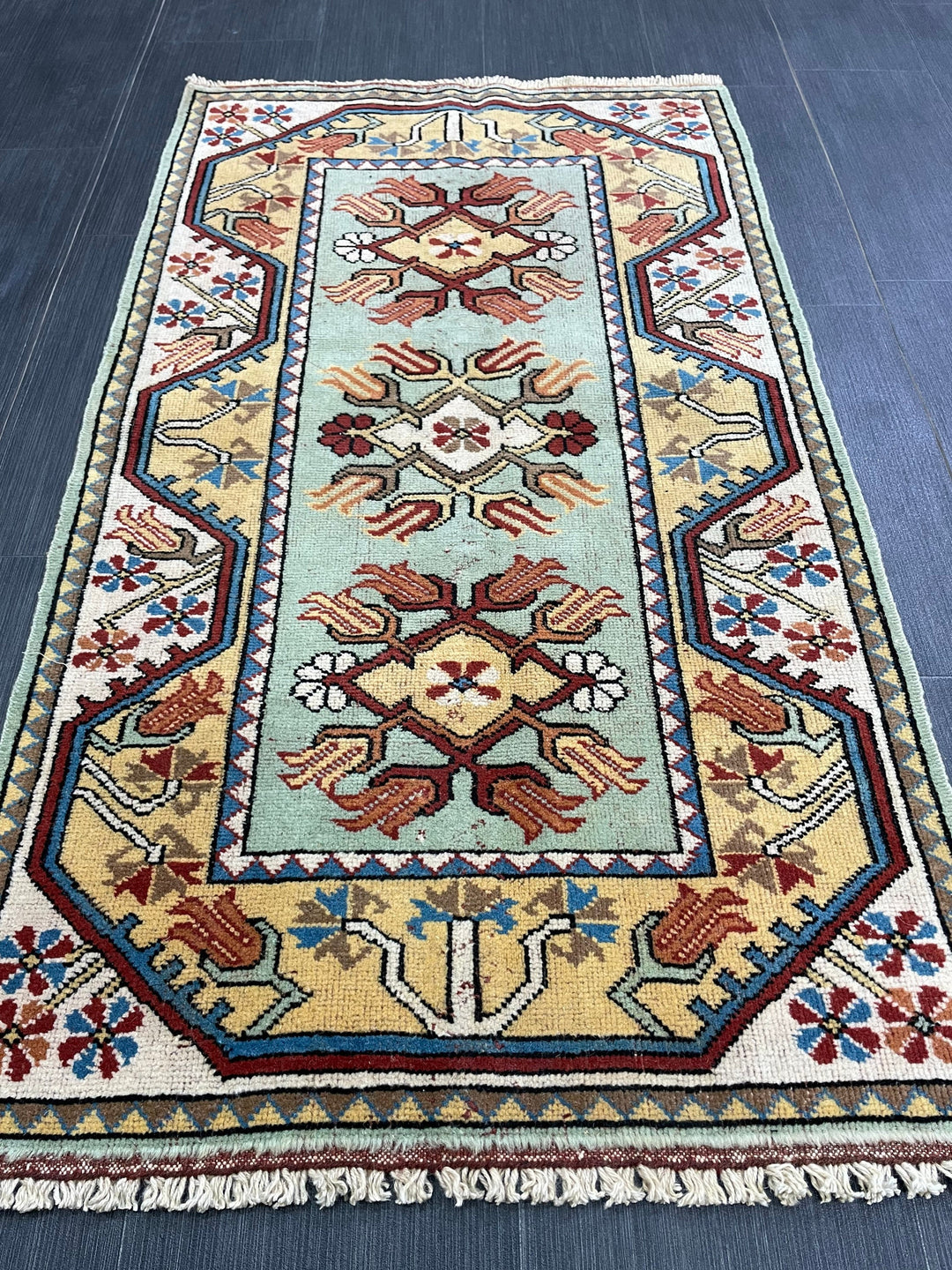Rust Turkish Oushak Rug 2' 6" x 4' 6" Hand-Knotted close-up