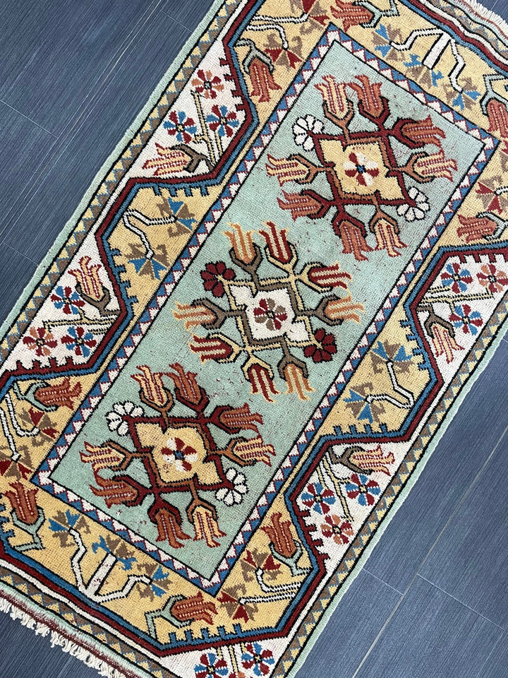 Rust Turkish Oushak Rug 2' 6" x 4' 6" Hand-Knotted field