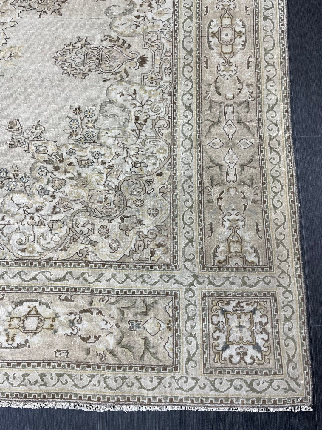Rust Turkish Runner Rug 6' 8" x 9' 7" Hand-Knotted close-up