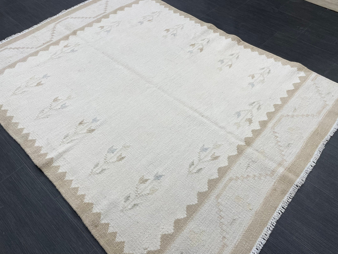 Rust Turkish Runner Rug 4' 6" x 6' 1" Hand-Knotted