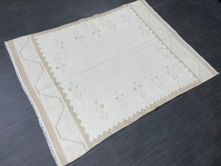 Rust Turkish Runner Rug 4' 6" x 6' 1" Hand-Knotted view