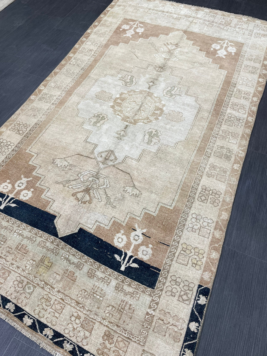 Brown Turkish Oushak Rug 3' 11" x 7' 4" Hand-Knotted | No. WR95940