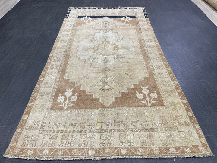 Brown Turkish Oushak Rug 3' 11" x 7' 4" Hand-Knotted | No. WR95940