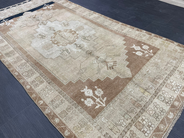 Brown Turkish Oushak Rug 3' 11" x 7' 4" Hand-Knotted | No. WR95940