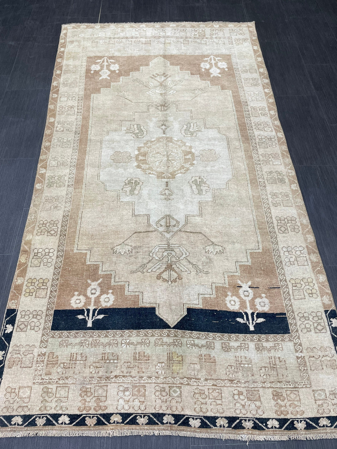 Brown Turkish Oushak Rug 3' 11" x 7' 4" Hand-Knotted | No. WR95940
