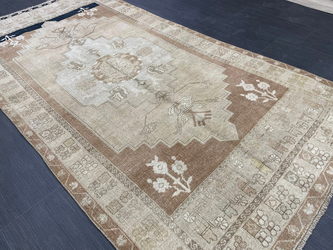 Brown Turkish Oushak Rug 3' 11" x 7' 4" Hand-Knotted | No. WR95940