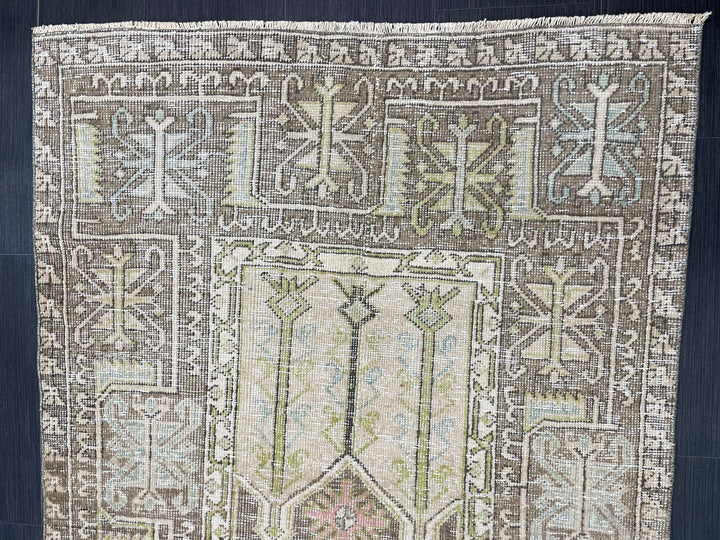 Rust Turkish Runner Rug 3' 6" x 6' 7" Hand-Knotted detail