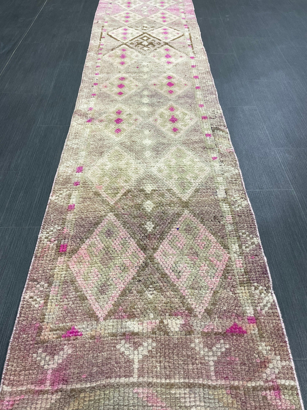 Turkish Runner Rug 2' x 10' 10" Hand-Knotted texture