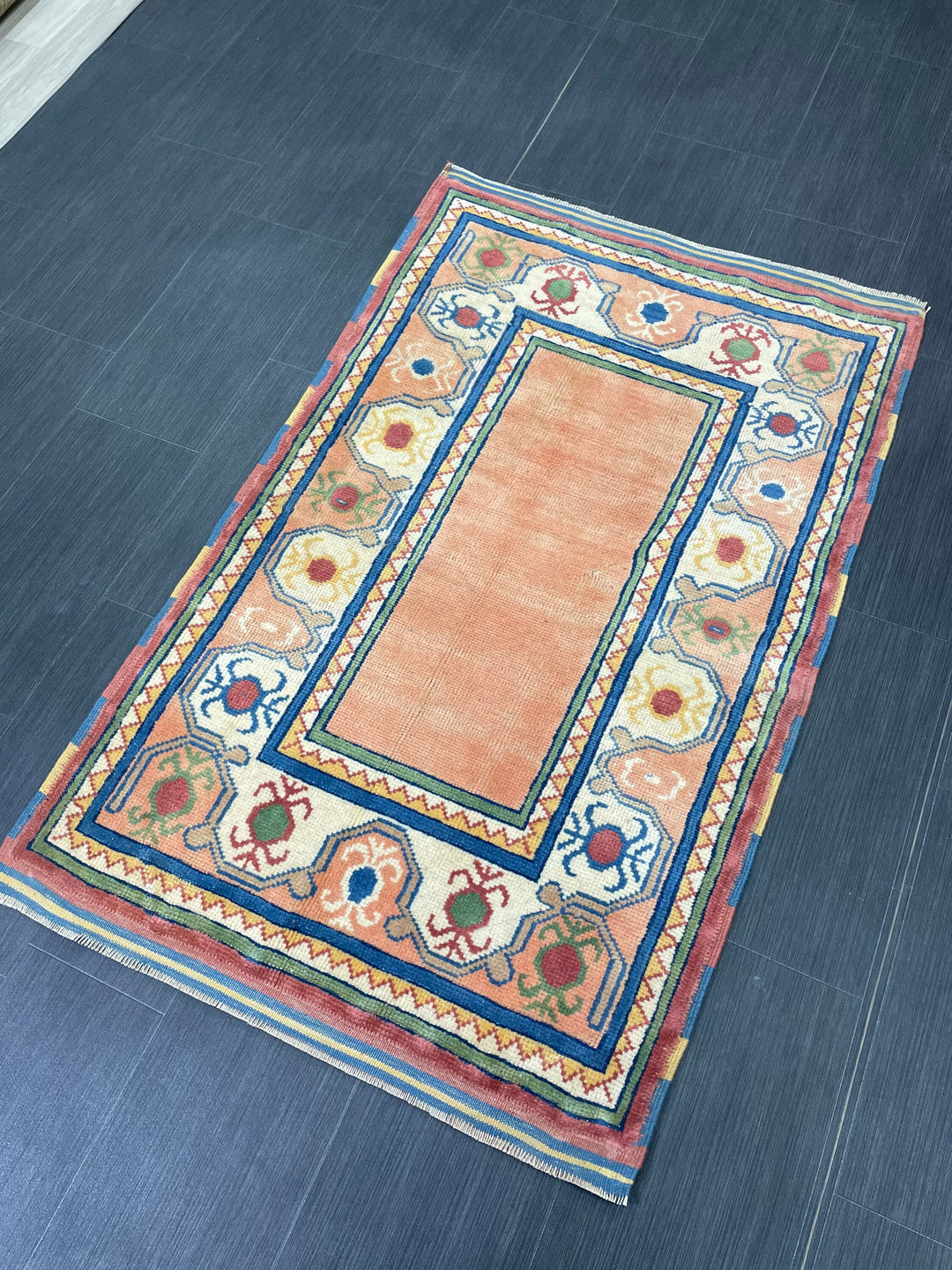 Rust Turkish Runner Rug 2' 11" x 4' 8" Hand-Knotted reverse