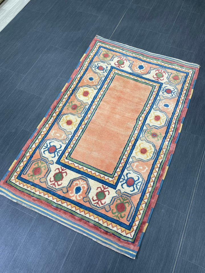 Rust Turkish Runner Rug 2' 11" x 4' 8" Hand-Knotted reverse