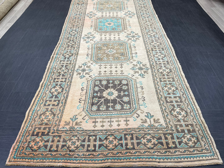Beige Turkish Runner Rug 4' 7" x 12' 7" Hand-Knotted view