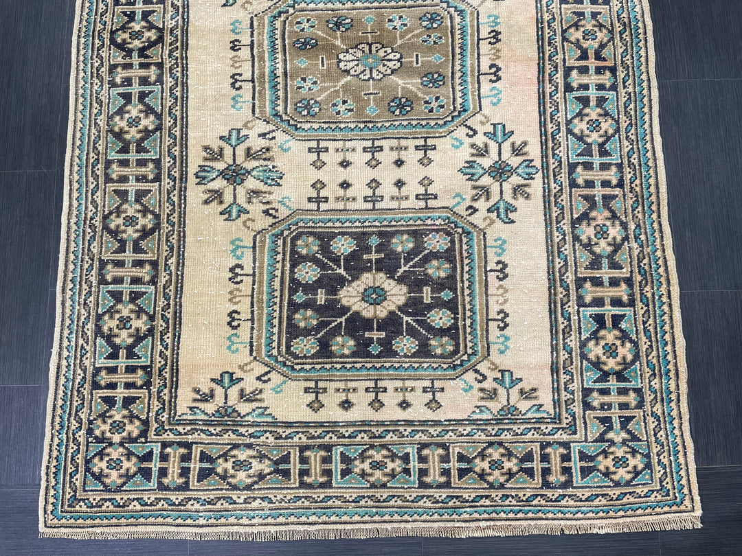 Beige Turkish Runner Rug 4' 6" x 11' 9" Hand-Knotted view 9