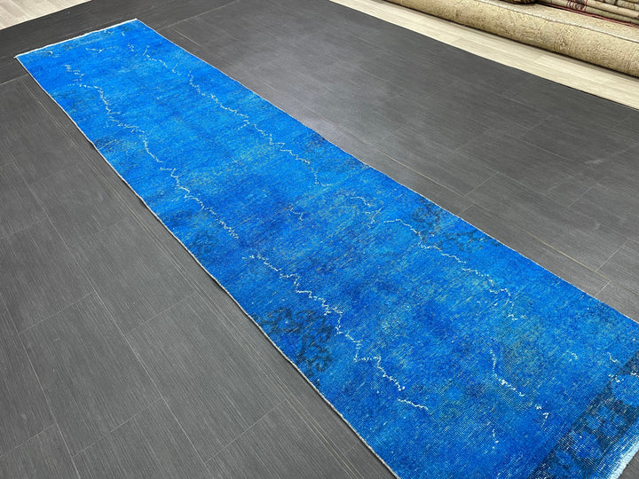 Blue Turkish Runner Rug 2' 7" x 11' 7" Hand-Knotted | No. WR50385