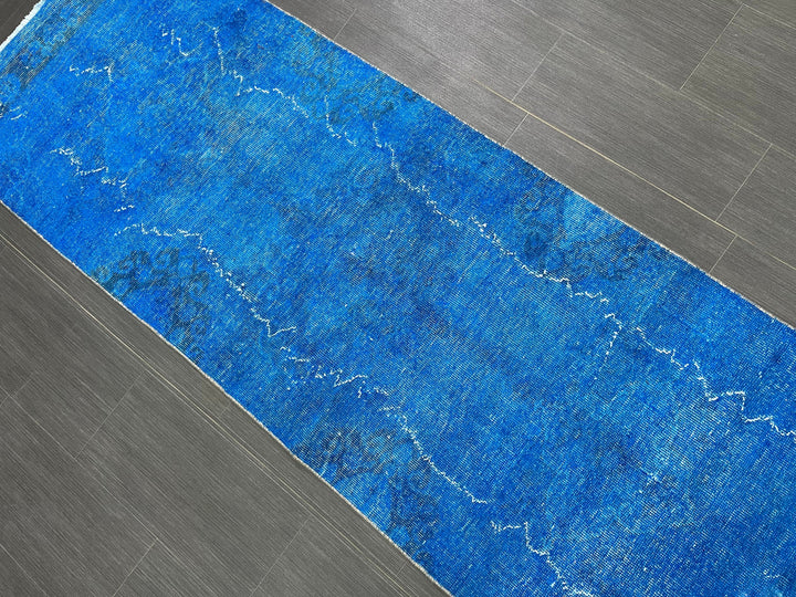 Blue Turkish Runner Rug 2' 7" x 11' 7" Hand-Knotted | No. WR50385