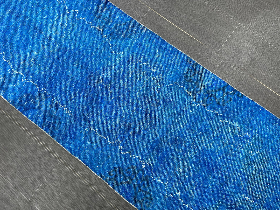 Blue Turkish Runner Rug 2' 7" x 11' 7" Hand-Knotted | No. WR50385