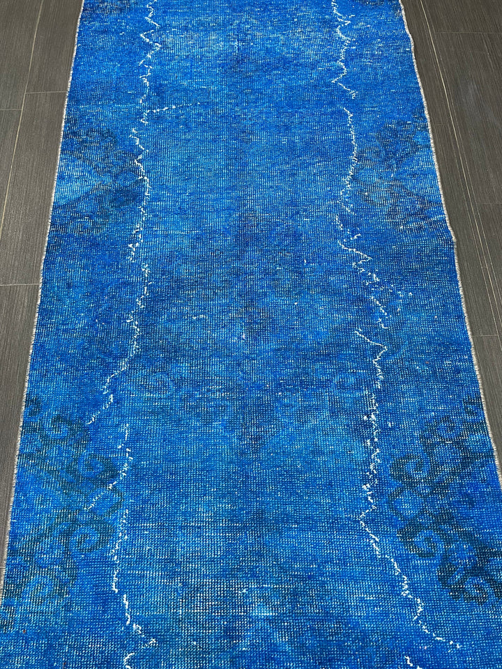 Blue Turkish Runner Rug 2' 7" x 11' 7" Hand-Knotted | No. WR50385