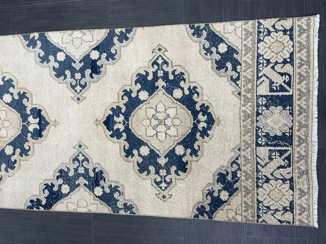 Navy Turkish Runner Rug 2' 10" x 12' 9" Hand-Knotted view