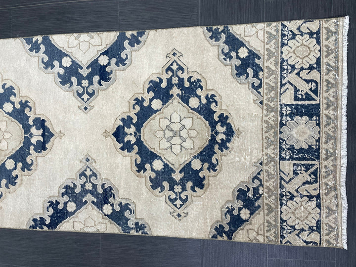 Navy Turkish Runner Rug 2' 10" x 12' 9" Hand-Knotted view
