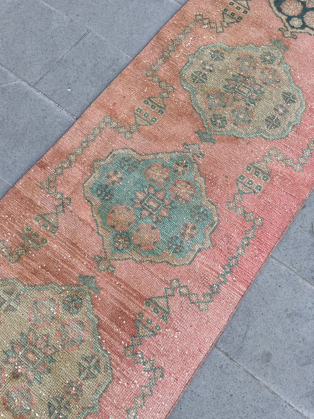 Beige Turkish Runner Rug 2' 6" x 18' 10" Hand-Knotted close-up