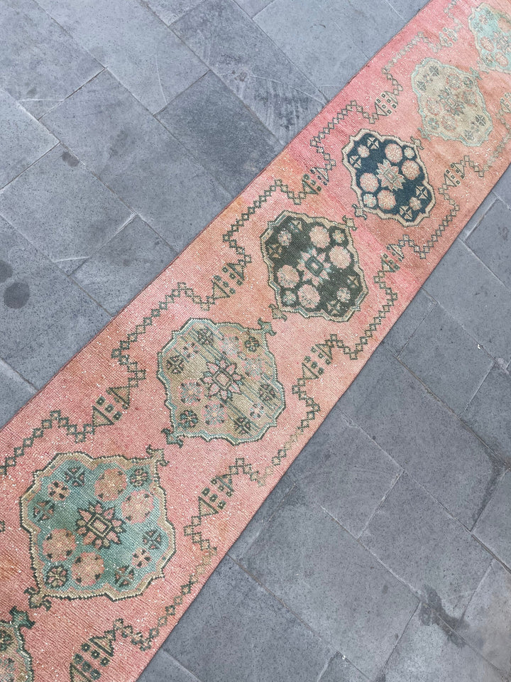 Beige Turkish Runner Rug 2' 6" x 18' 10" Hand-Knotted field