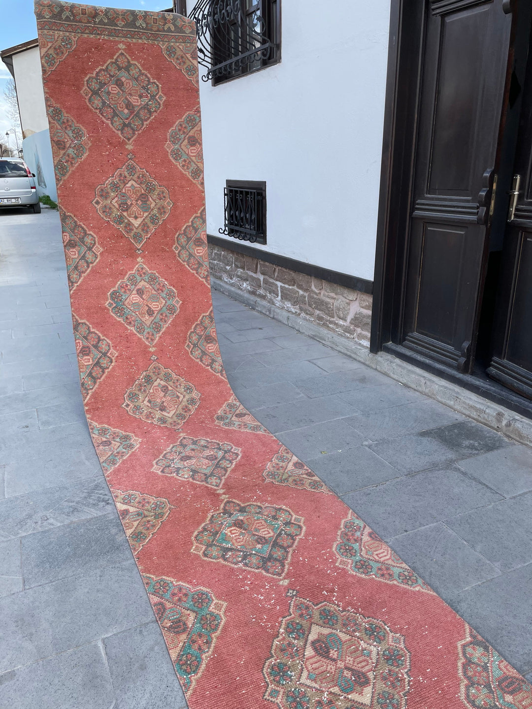 Beige Turkish Runner Rug 2' 9" x 20' 10" Hand-Knotted detail