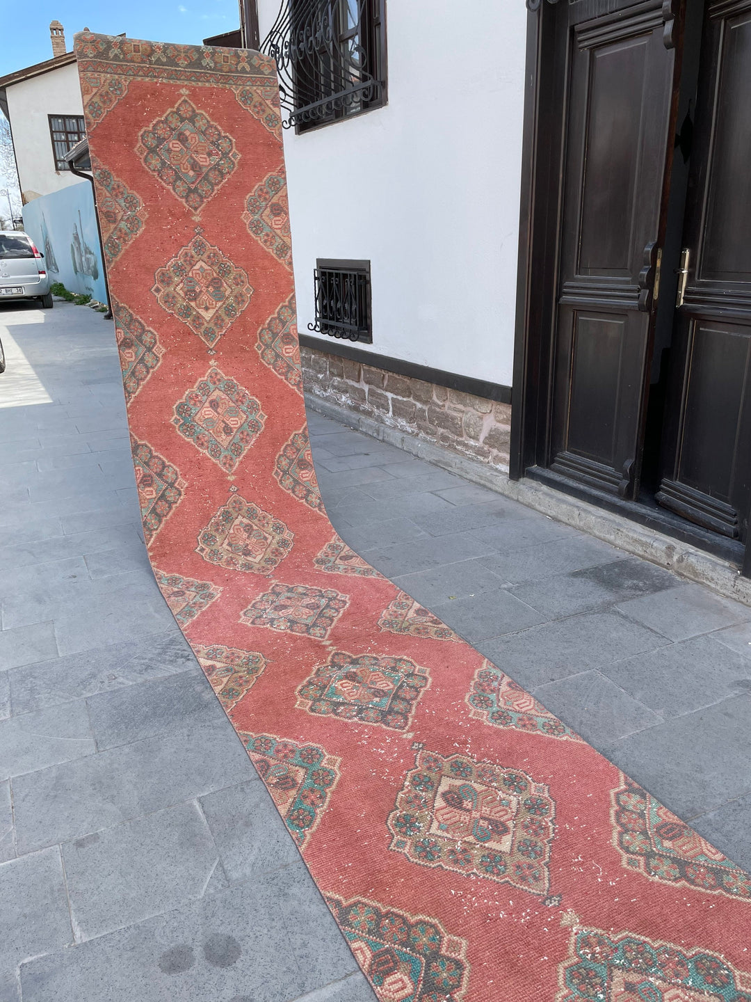 Beige Turkish Runner Rug 2' 9" x 20' 10" Hand-Knotted close-up