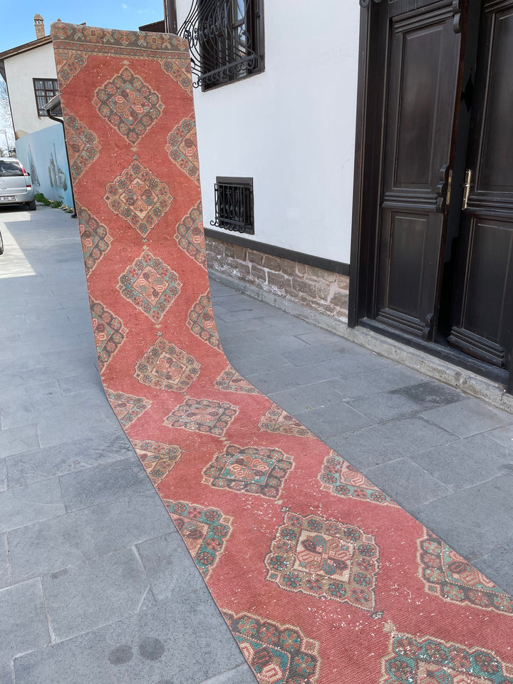 Beige Turkish Runner Rug 2' 9" x 20' 10" Hand-Knotted close-up