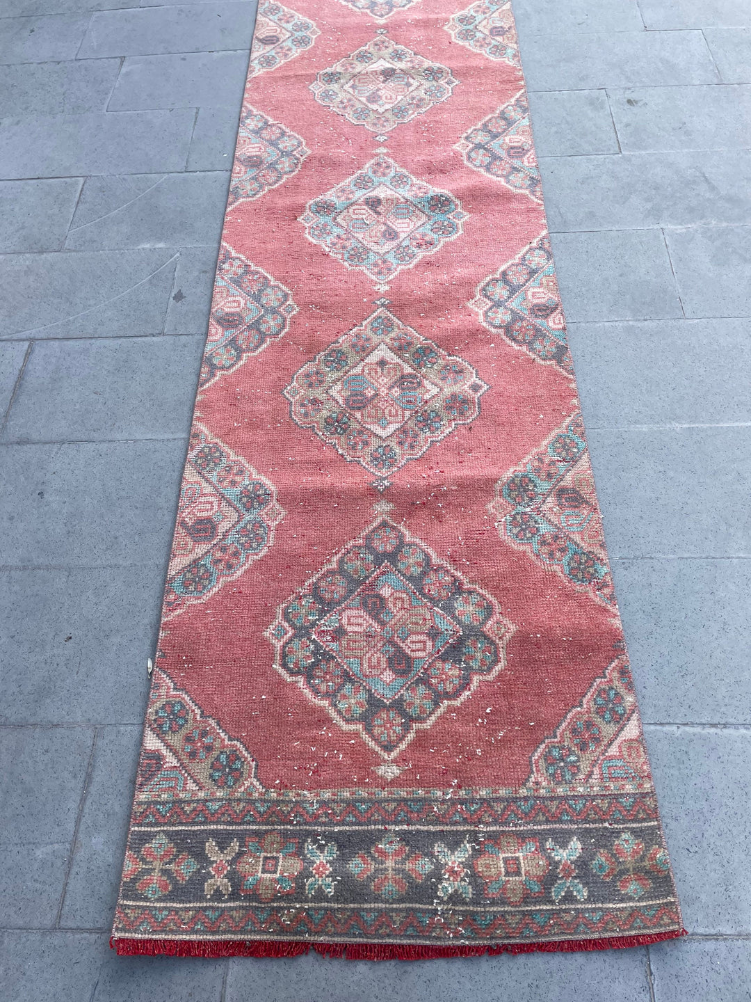 Beige Turkish Runner Rug 2' 9" x 20' 10" Hand-Knotted reverse