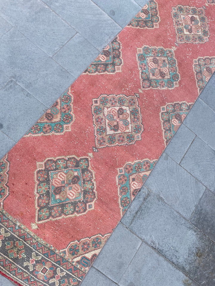 Beige Turkish Runner Rug 2' 9" x 20' 10" Hand-Knotted texture