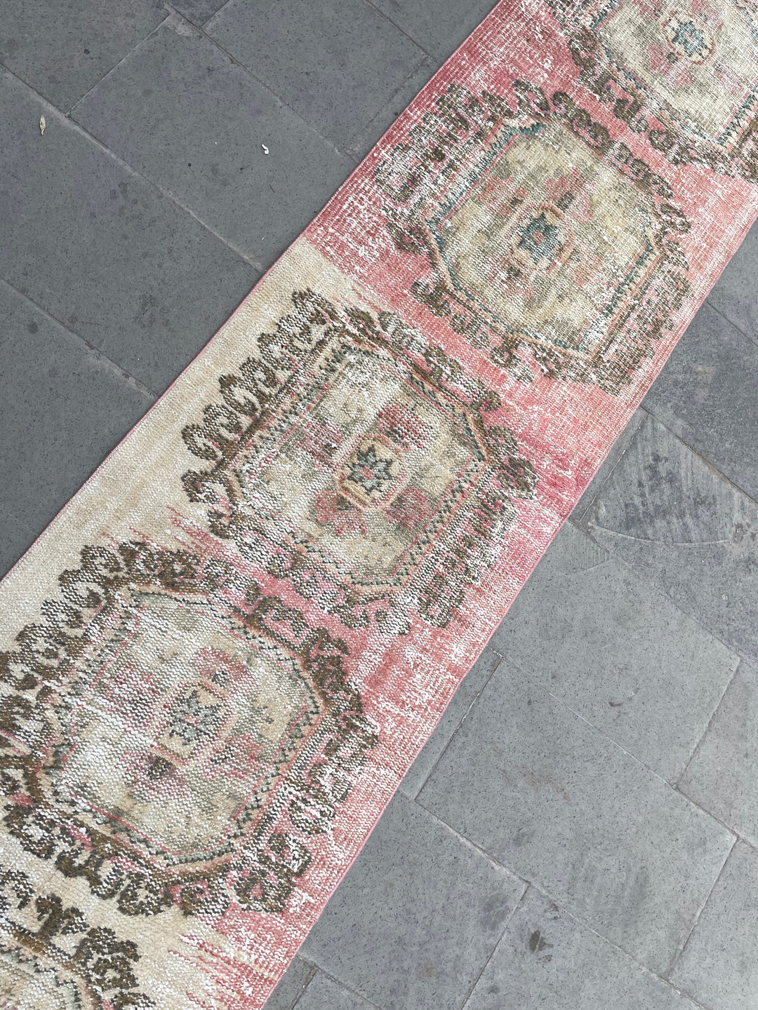 Beige Turkish Runner Rug 2' 6" x 18' 7" Hand-Knotted field
