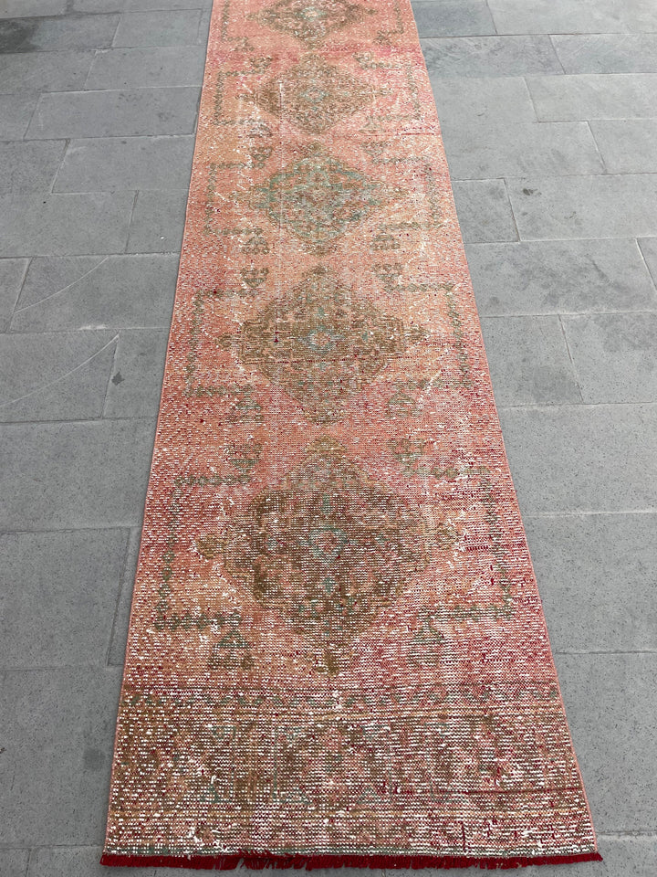 Beige Turkish Runner Rug 2' 9" x 19' 8" Hand-Knotted | No. WR92624