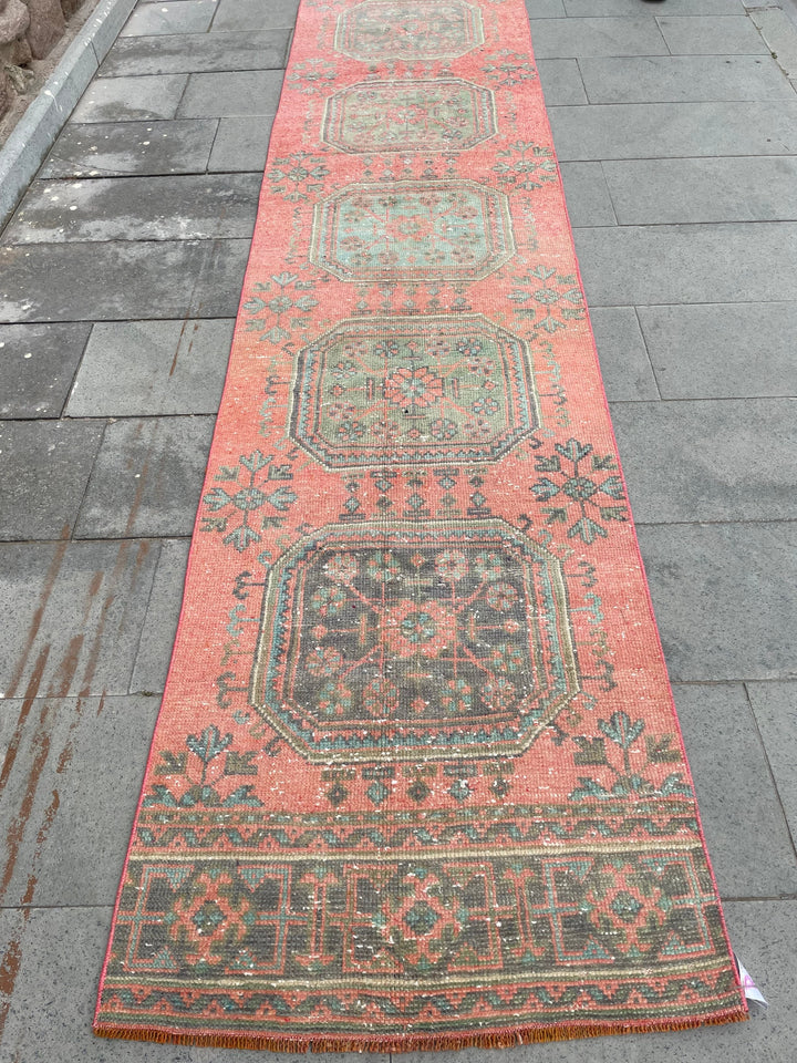 Beige Turkish Runner Rug 2' 6" x 19' 1" Hand-Knotted close-up