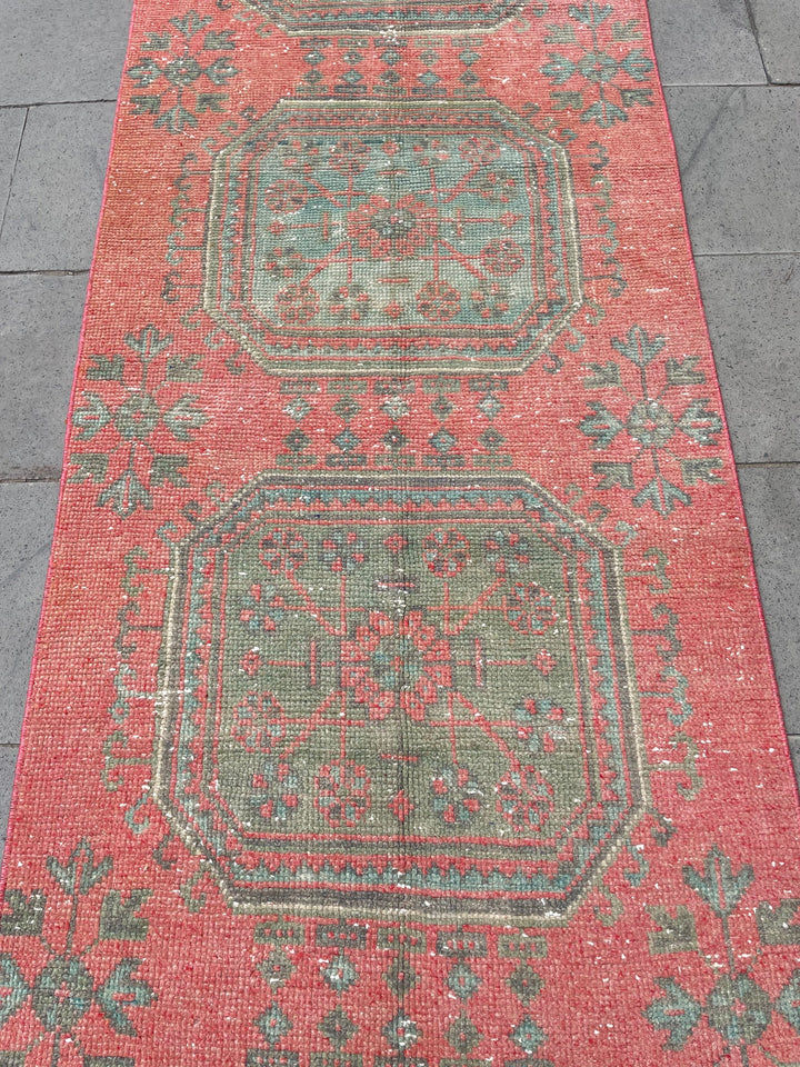 Beige Turkish Runner Rug 2' 6" x 19' 1" Hand-Knotted field