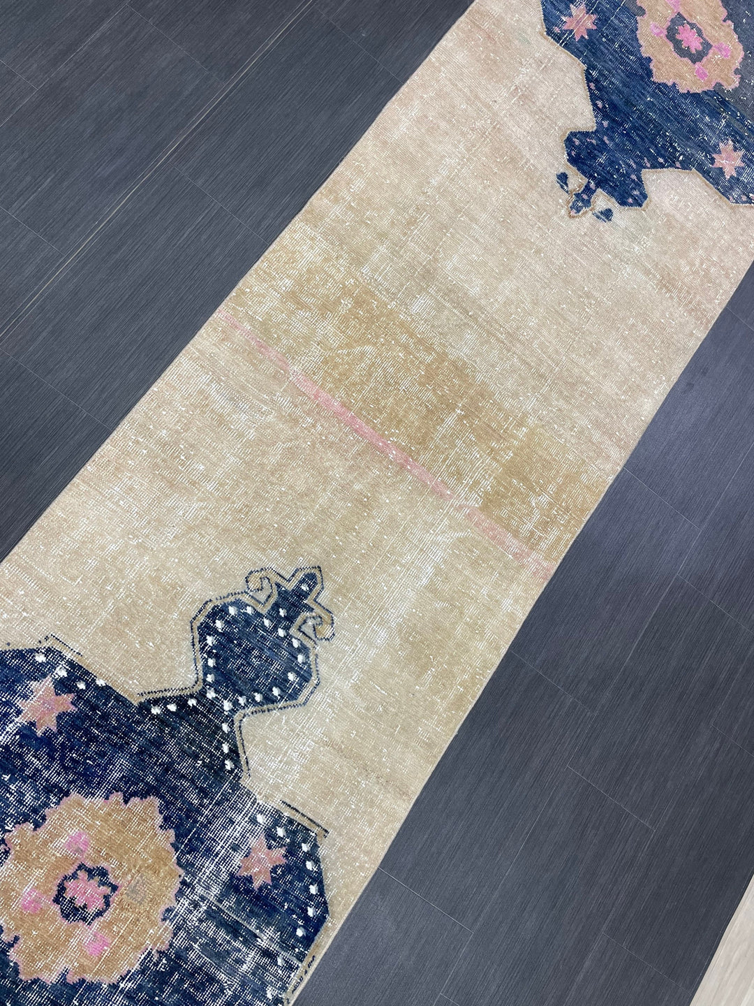 Beige Turkish Runner Rug 2' 11" x 16' 8" Hand-Knotted close-up