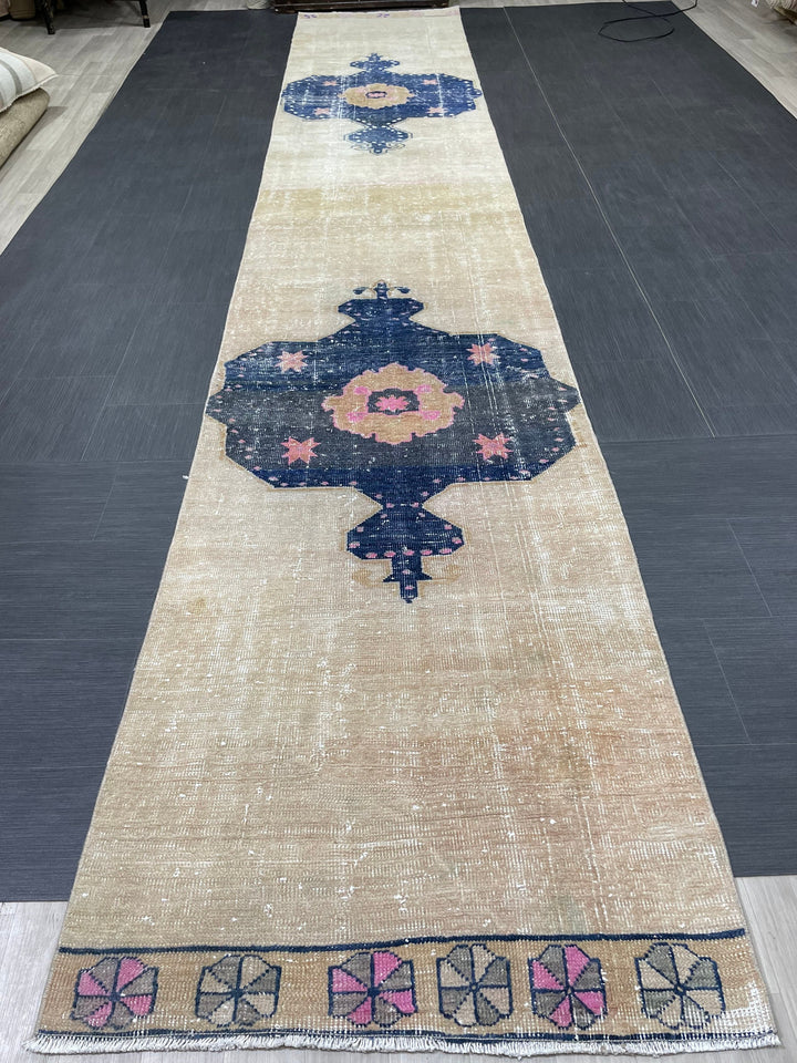Beige Turkish Runner Rug 2' 11" x 16' 8" Hand-Knotted view 9