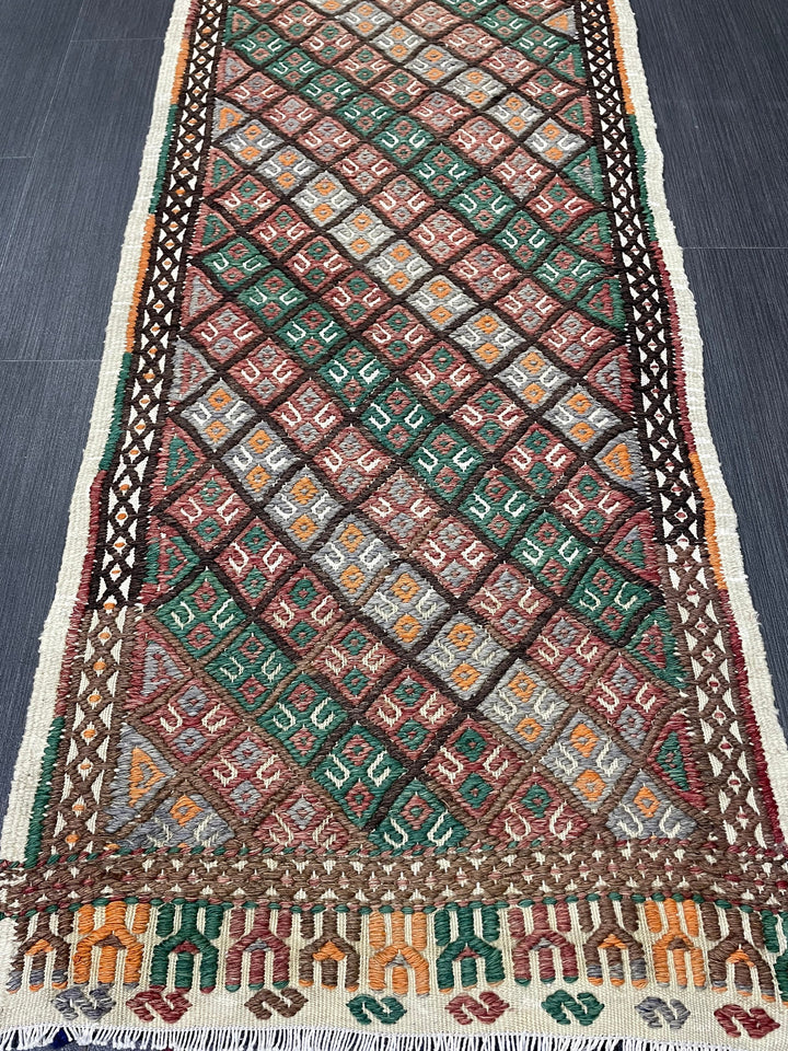 Turkish Runner Rug 1' 10" x 8' 1" Hand-Knotted pattern